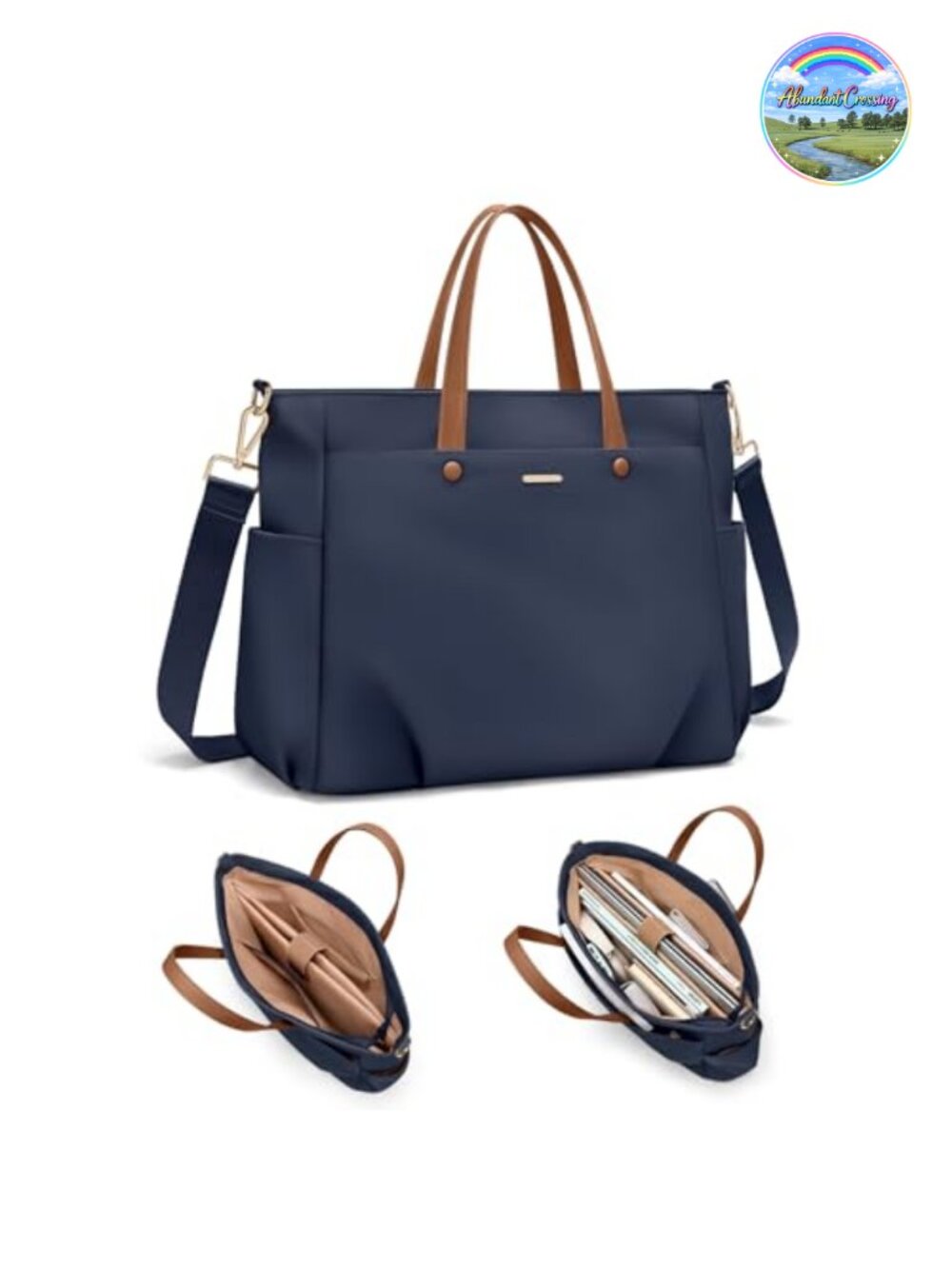 15.6 Inch Laptop Tote Bag Lightweight Nylon Work Shoulder Bag Water-Resistant